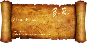 Zier Rita névjegykártya